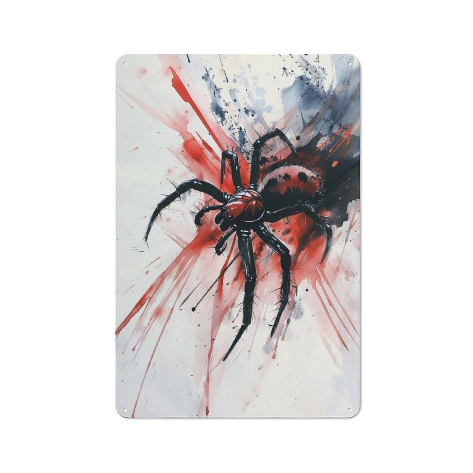 Metal Wall Sign 30x20cm Featuring Watercolor Spider Art for Café Or Restaurant, for An Autumn Wall Display in Café And Restaurant