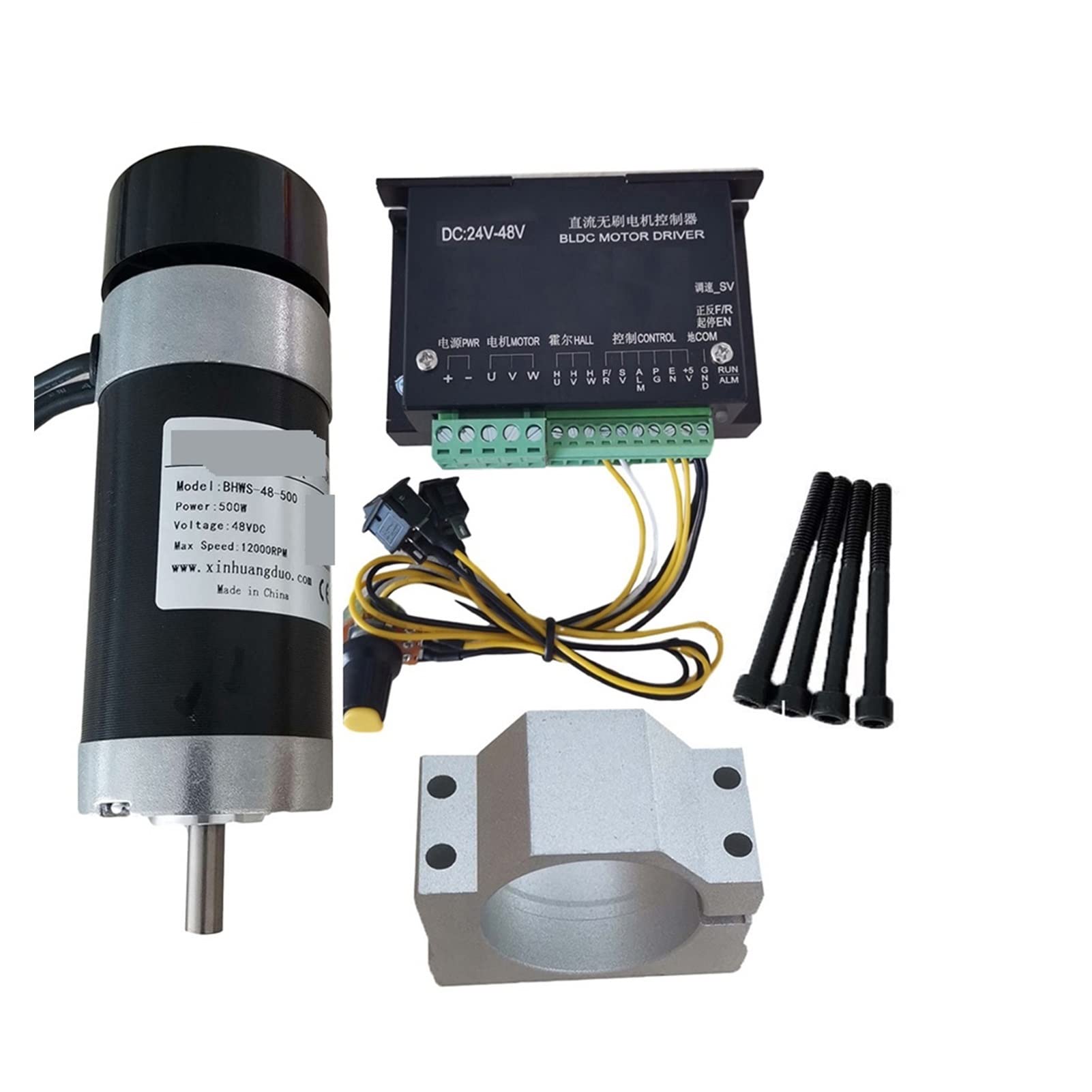 Kit motore mandrino CNC Motore del mandrino senza spazzole da 48 V 500W+5 7 mm Flessino con viti+ Driver a motore senza spazzole a 48 V+ 4 8vdc 10.5a Alimentazione elettrica per fresatrice per incisio