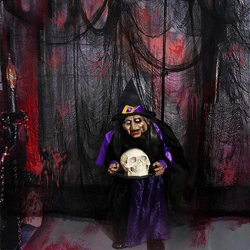 Miniatura 6 de 8 piezas de tela espeluznante de Halloween de 30 x 72 pulgadas, tela espeluznante para declaraciones de Halloween, tela suelta negra aterradora para