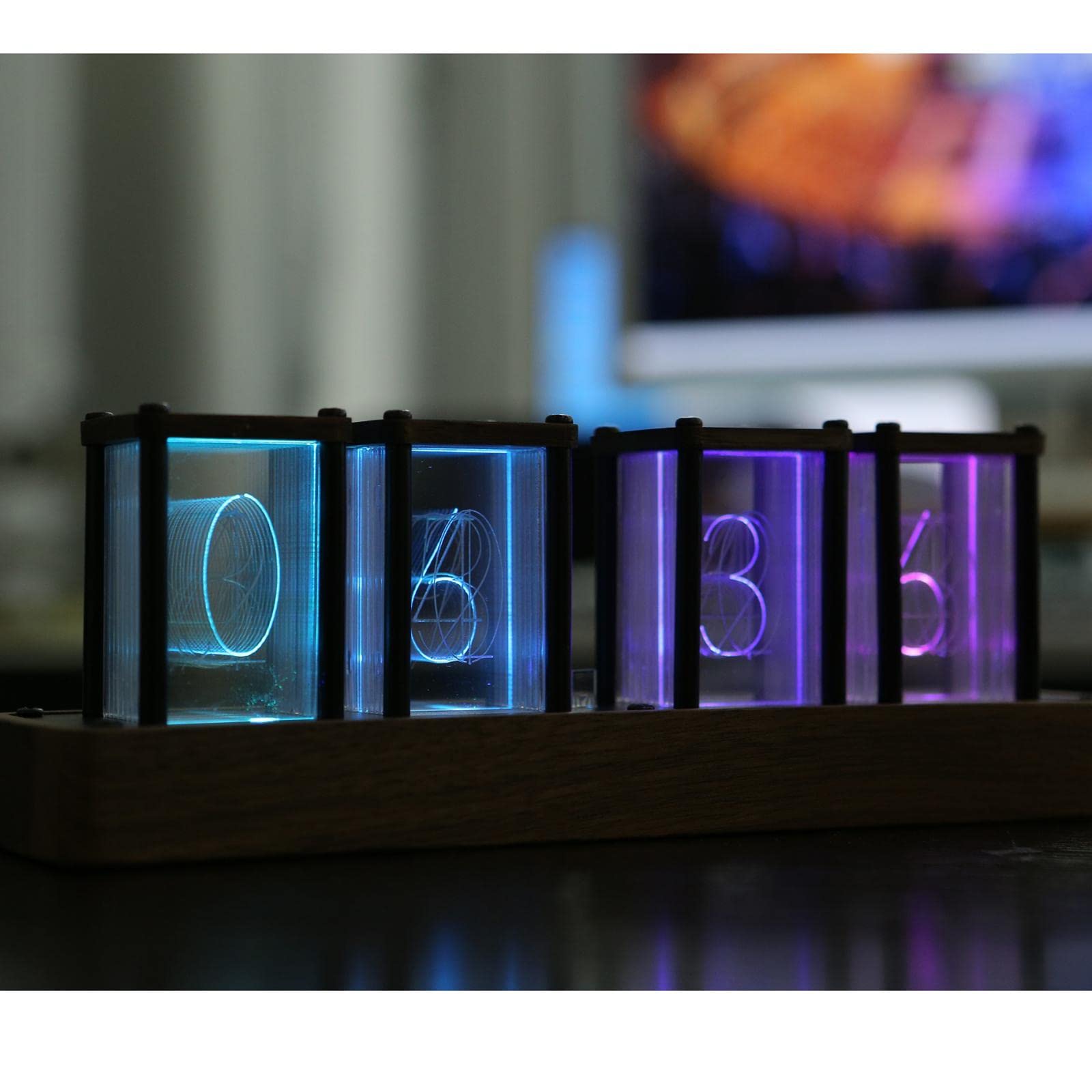 Generico Reloj de Tubo Nixie de Estilo Retro, Reloj LED de Escritorio, Decoración de Tubo Luminoso
