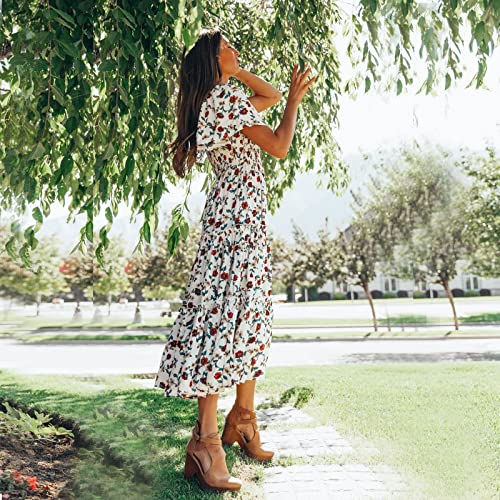 Mommy and Me Dress Summer Casual Boho Floral A-Line Ruffled Flowy Beach Hawaiian Vacation Maxi Dress4