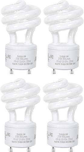 Miniatura 8 de JACKYLED Bombillas CFL GU24 con certificación UL, T3 13 W 2700 K, base GU24, bombillas fluorescentes compactas de base GU24, bombilla espiral de 900