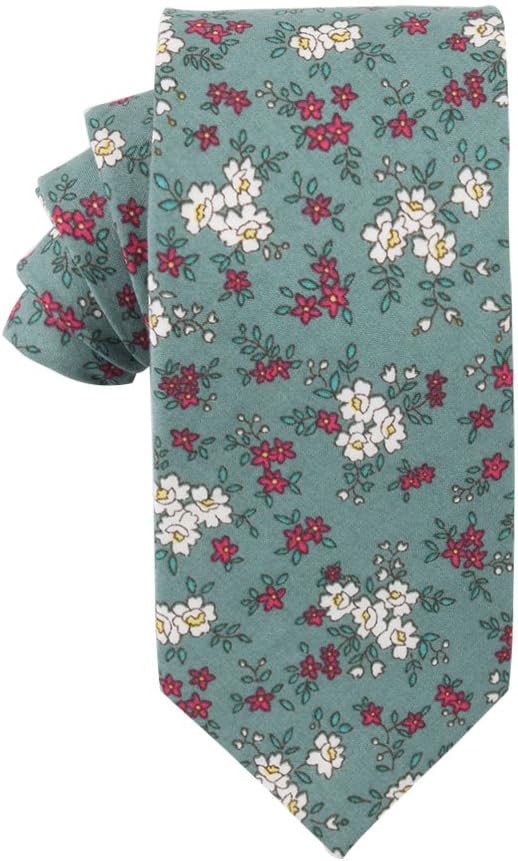 Floral Skinny Ties | Cotton Neck Tie | Wedding Party Groomsmen Ties for Him | Groomsman Flower Necktie