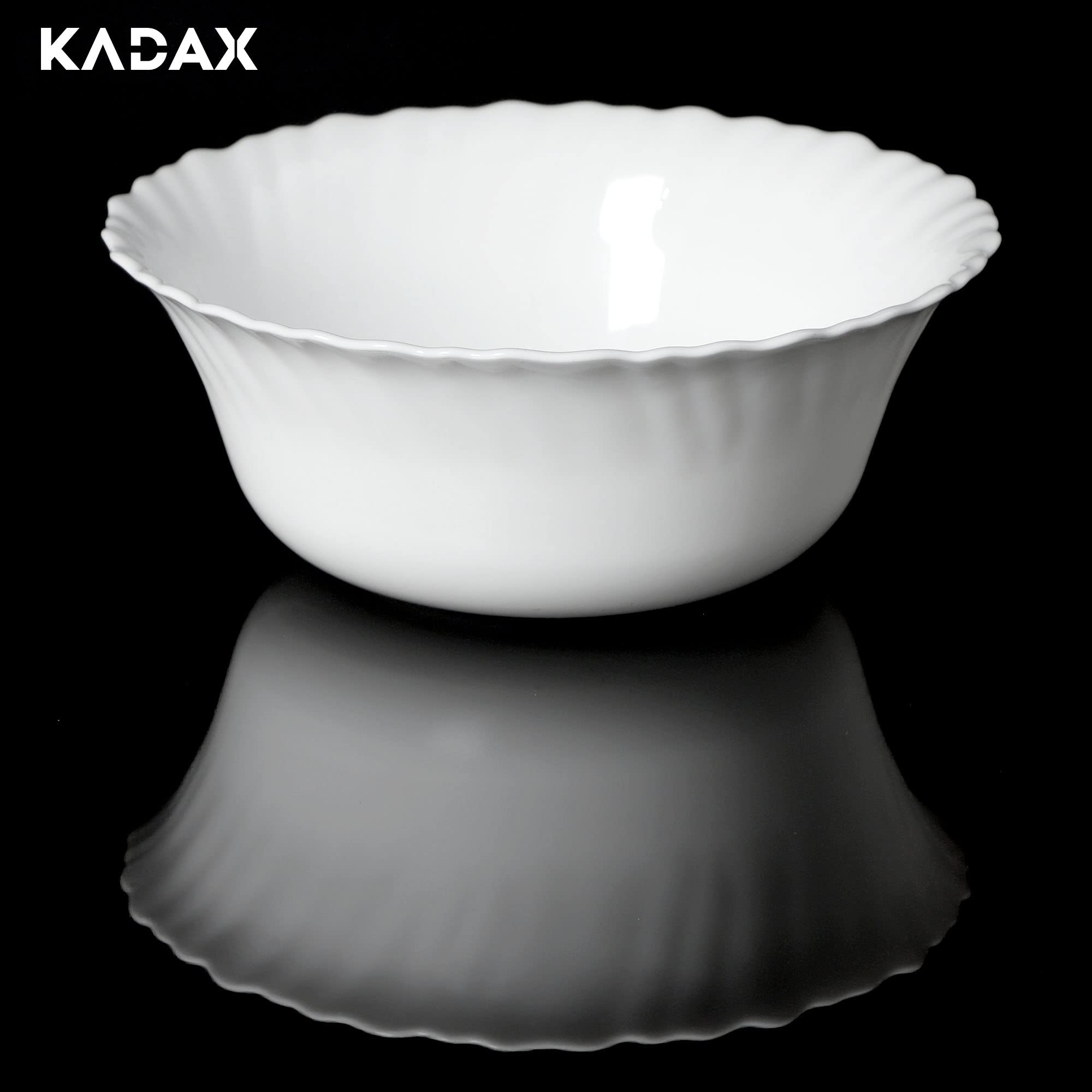 KADAX Geschirrservice 36-teilig, Geschirrset für 12 Personen, Tafelservice mit Müslischale, Dessertteller & Speiseteller, Tellerset aus Opalglas, Geschirr Set (Weiß)