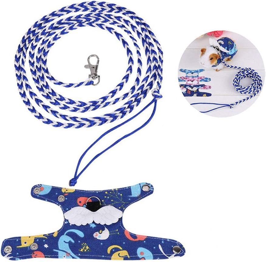 Small Animal Vest Clothes Collar Harness with Leash Lead for Pet Hamster Gerbil Rat Mouse Chinchilla Ferret Squirrel Walking Toy