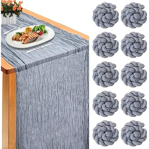 10 Packs Cheesecloth Table Runner, 13Ft x 35" Rustic Gauze Fabric Boho Table Runner, Cheesecloth Wedding Table Decor Table Cloth for Wedding Party Bridal Shower Table Decorations Cover