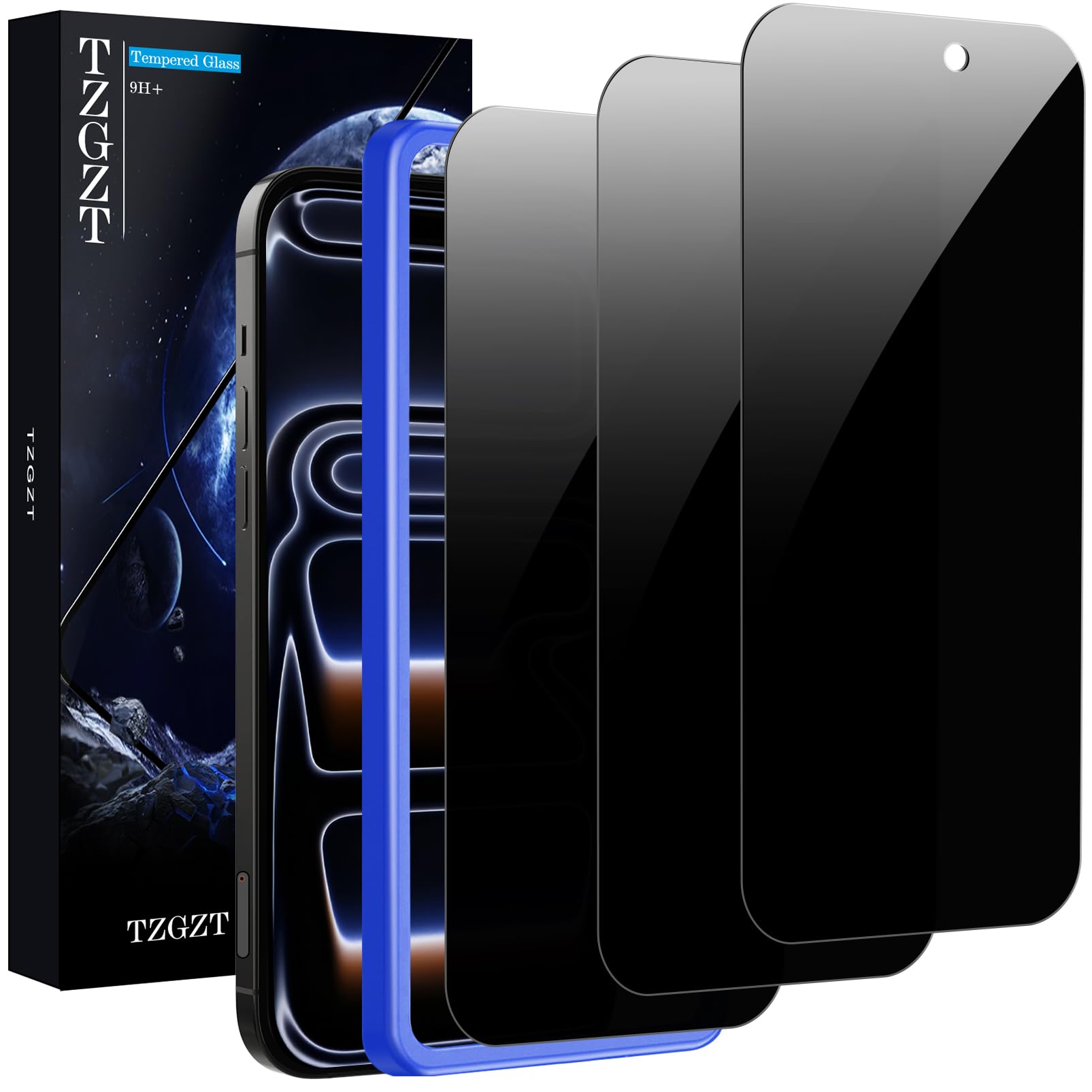 Photo 1 of TZGZT (Real Anti Spy) 3 Pack for iPhone 17 Pro Max Privacy Screen Protector Tempered Glass Private Film Accessories, Case Friendly, with Easy to Install Kit, Bubble Free, Scratch Resistant