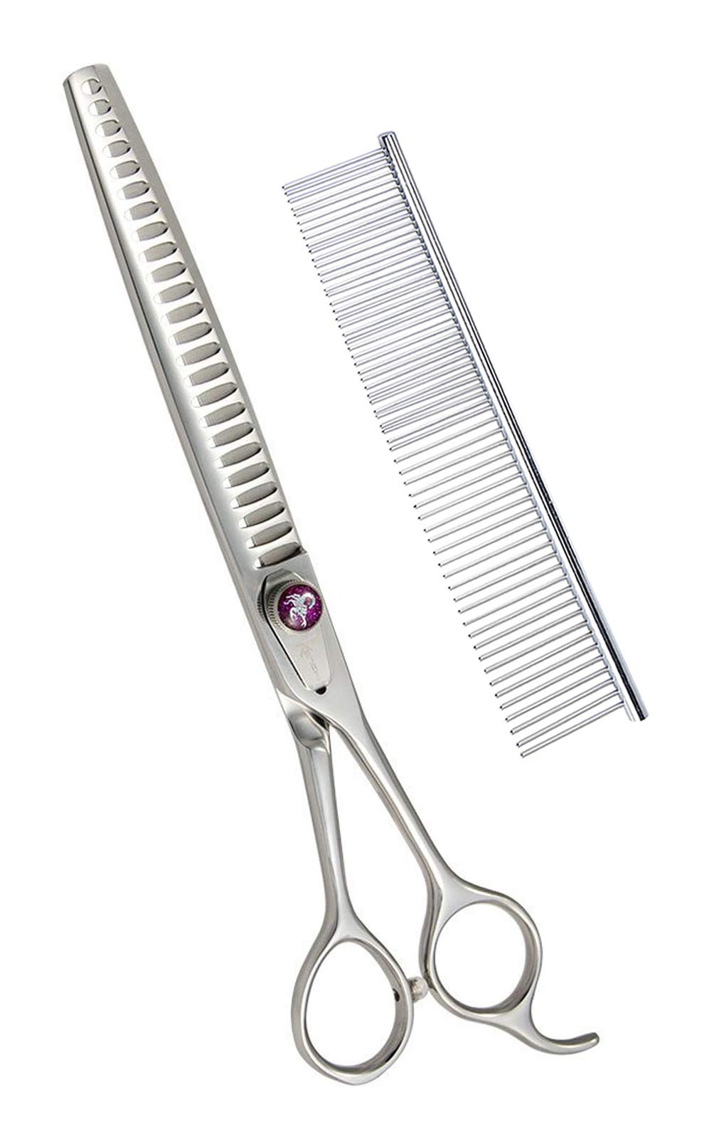Kenchii Scorpion Grooming 24 Teeth Blender 7" Texturizing Shear with Bonus Steel Comb