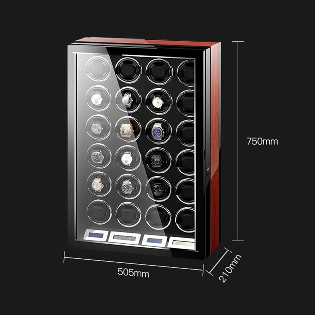 Luxury Automatic Watch Winder LCD Display Touch Screen Display Super Quiet Motor Wooden Piano Finish with Remote Control & LED Elegant Showcase (24+0)