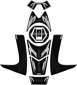 Bajaj Pulsar RS 200 New Design Siyah Gri Tank Pad Set Redline Grafik
