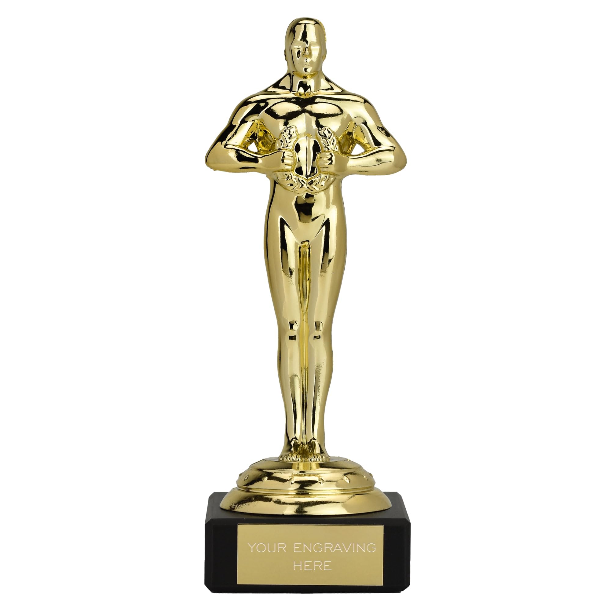 TROPHIESPLUSMEDALS Personalised Gold Achievement Trophy - Oscar Collection, Free Engraving | 19.5cm | Kids, School & Adult Sports Award
