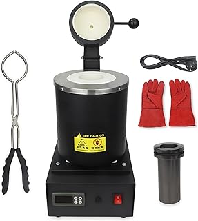 HMWOKPOT Electric Gold Metal Melting Furnace 2102Â°F Digital Casting Jewelry Making Tool with Graphite Crucible Gold Silver Aluminum Graphite Refining Crucible Machine,Black,110V~1kg