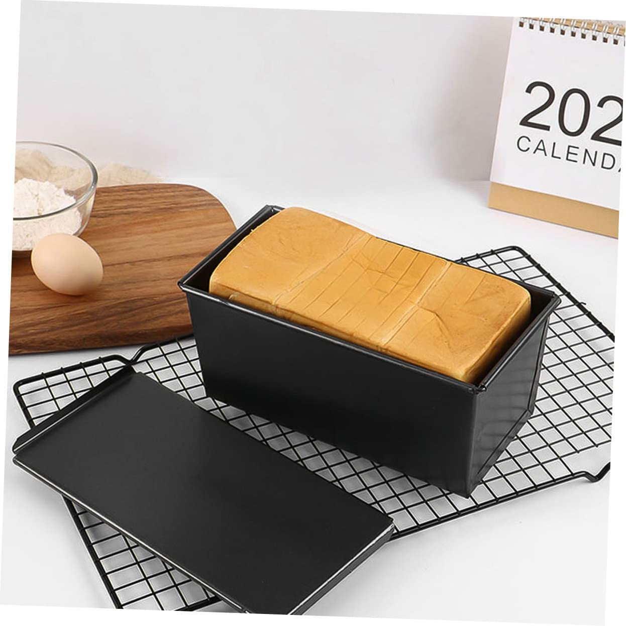 Ipetboom Antihaft Backform mit Deckel Hitzebeständige Kastenform für Toastbrot Runde Brotbackform Gleichmäßige Wärmeleitung DIY Brotlaib Backform für Küche und Bäckerei