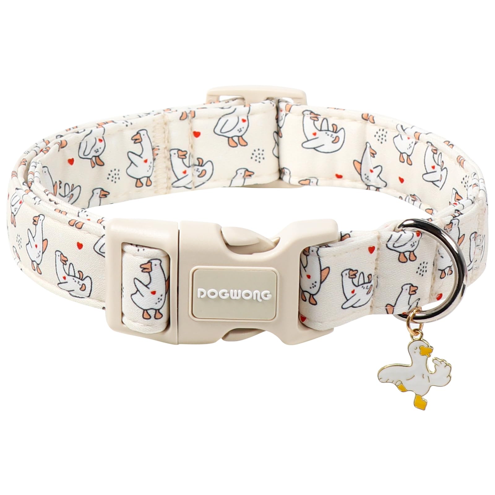 DOGWONG Goose Adjustable Pet Collar Comfortable Pet Collar with Plastic Buckle, Cute Cotton Collars Durable Necklace Gift for Small Medium Large Dogs