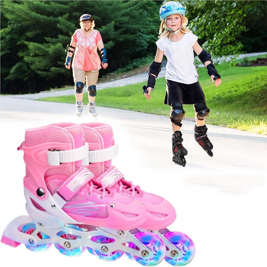 1 Paio 2 in 1 Pattini Scarpe Roller Unisex Bambini Bambini Parco Cortile Parco Giochi Attrezzatura per Pratica di Pattinaggio per Ragazzi, Rosa S