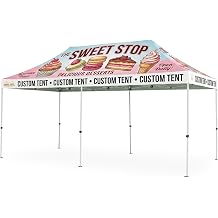 CROWN SHADES Custom Canopy Tent 10x20 with Logo | Customized Top, Backwall & Sidewall - Heavy Duty Commercial Tent