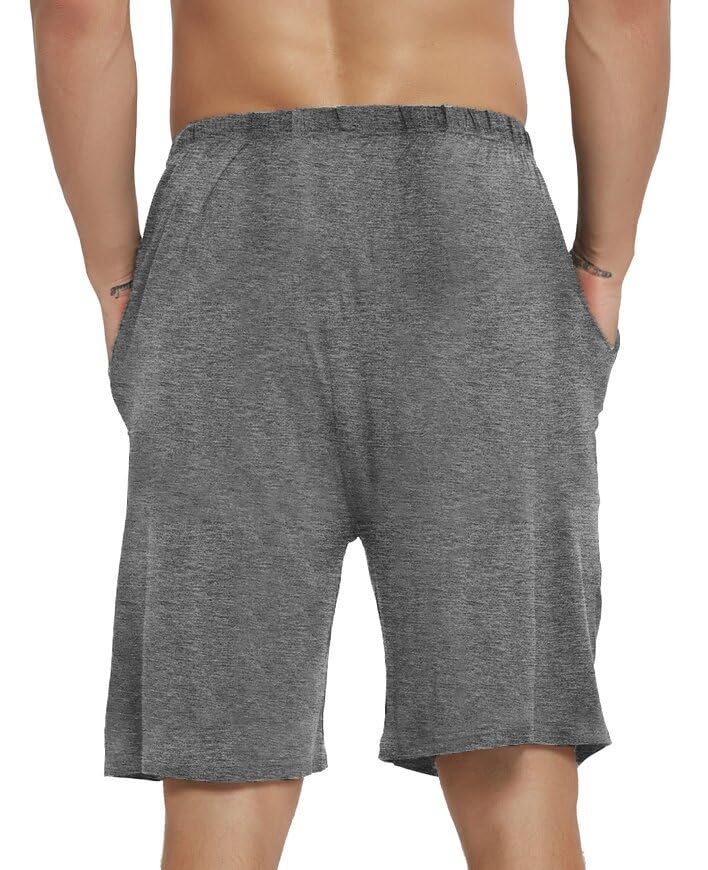 Image of JINSHI Men's Pajama Shorts Soft Comfortable Lightweight Elastic Drawstring Men Lounge Sleep Shorts with Pockets
