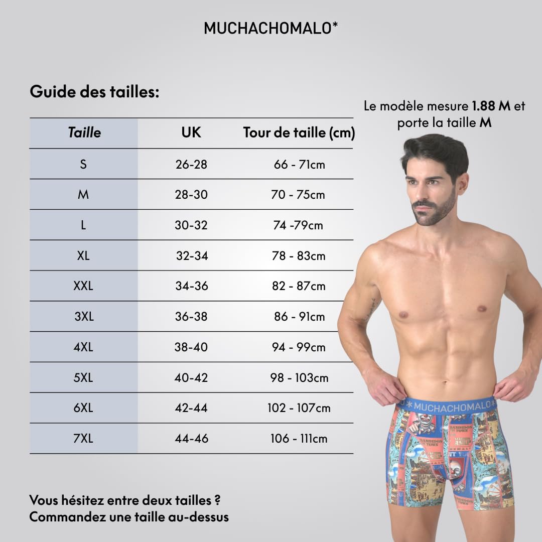Muchachomalo Herren Boxershorts, Baumwoll Herrenunterwäsche, Multipack 3er Pack, Boxershorts mit Print, Klassische Passform, mit elastischem Bund