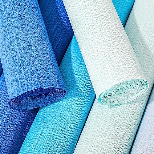 Whaline 8 Rolls Blue Crepe Paper Streamers 25 x 250cm 4 Gradient Blue Colors Party Decorative Craft Streamers Roll for Graduation Party Supplies Backdrop DIY Gift Wrapping Room Wall Decor by Whaline - Image 6