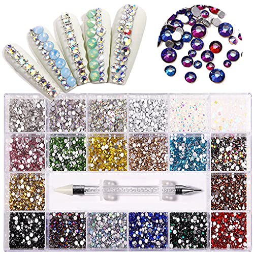 Gergxi Crystal Nail Art Set Strasssteine Nagel Edelsteine schillernde klare Klasse Multi-Form flache Rückseite glänzend…