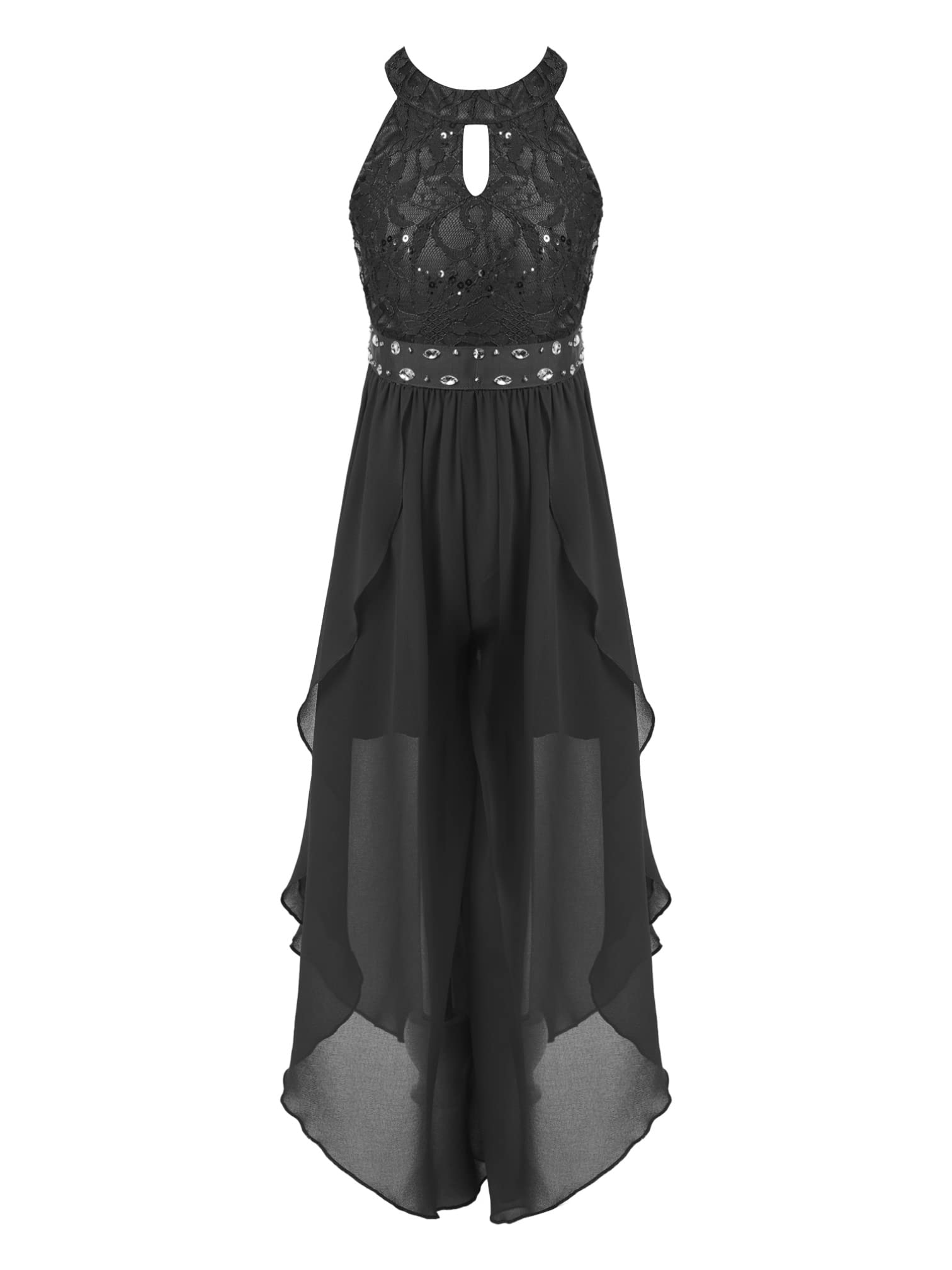 MSemis Vestido de Fiesta Elegante para Niña Mono Encaje de Gasa sin Manga Mono de Ceremonia para Vestido de Noche Boda Cumpleaños 5-16 Años