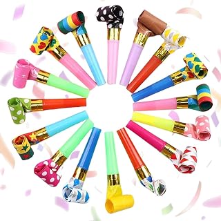 Paquete de 20 silbatos coloridos de cumpleaños infantiles, silbatos de plástico para niños, suministros de fiesta, sonorizadores de fiesta, cuerno de carnaval para niños, accesorios fiestas