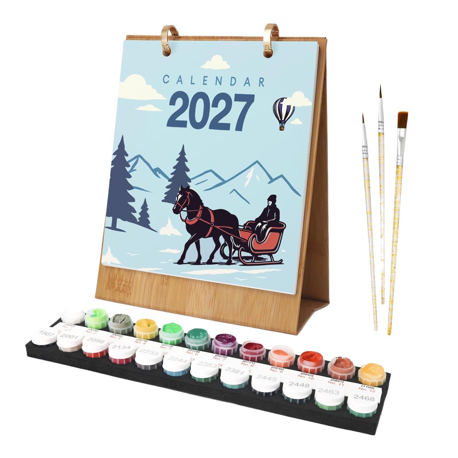 Calendario de Escritorio 2027 por Números Decoración DIY Calendario de