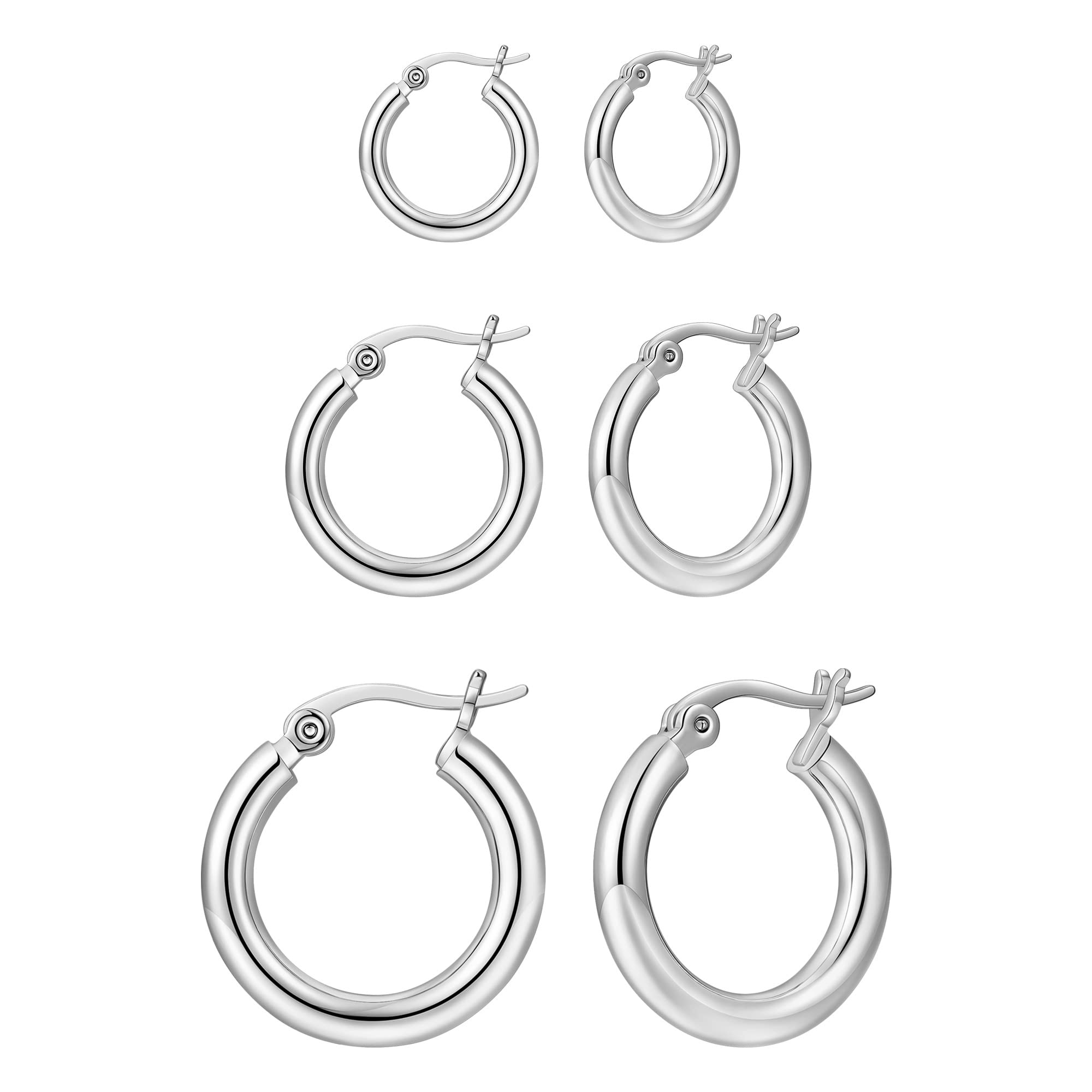 Mothers Day Gifts 3 Pairs 14K Gold Plated Huggie Hoop Earrings for Women, Minimalist Gold Huggie Hoop Earrings, Simple 3 sizes Hoop Earrings for Women