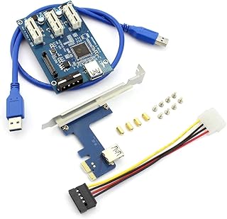 JMT PCIe 1 to 3 PCI Express 1X Slots Riser Card Mini ITX to External 3 PCI-e Slot Adapter PCIe Port Multiplier Card