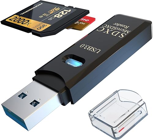 Vista 7 de Lector de tarjetas Micro SD USB 3.0, adaptador de tarjeta SD a USB de 2 en 1 de 5Gbps, lector de tarjetas de memoria Wansurs para tarjetas SDXC
