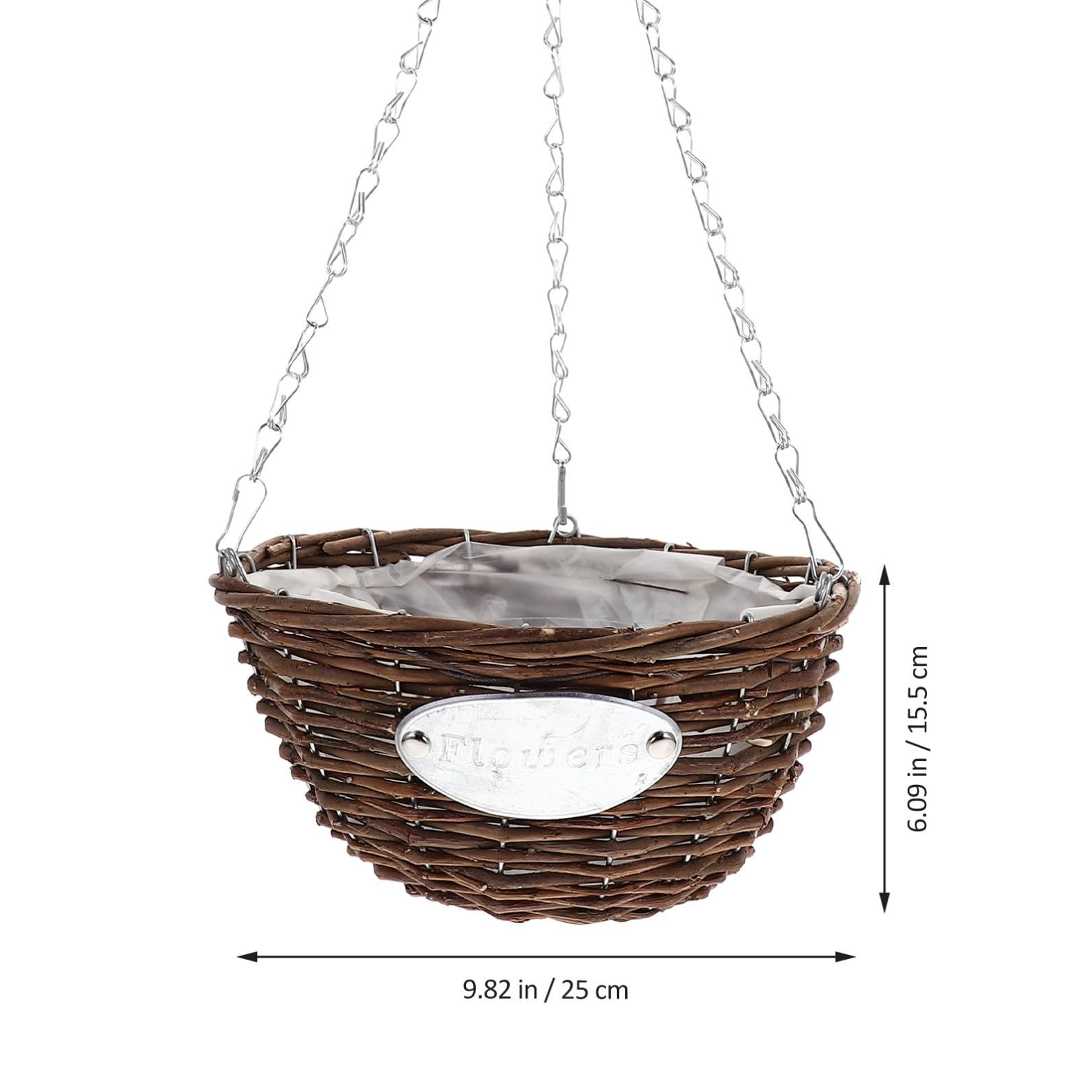 SOLUSTRE Fioriera Sospesa in Rattan e Metallo 2 Pezzi, Cesto Appeso Medio 25 Cm per Piante da Interno ed Esterno, Decorazione da Giardino per Casa, Balcone e Ufficio