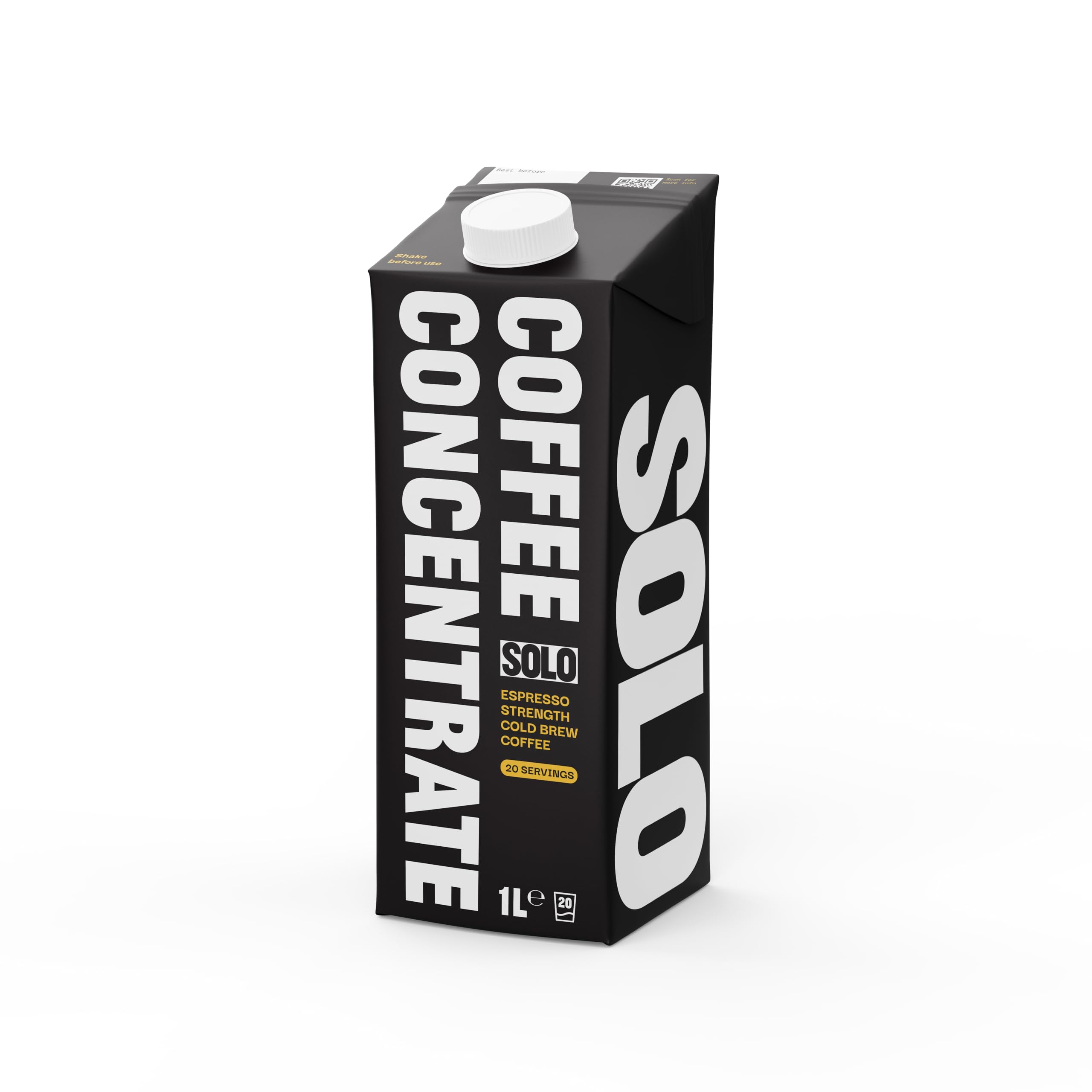 Solo Coffee - Cold Brew Kaffeekonzentrat, Espressostärke, Instantkaffee in Barista-Qualität, Eiskaffee und Espresso Martini-Mix, natürlich, 1 l, 20 doppelte Shots