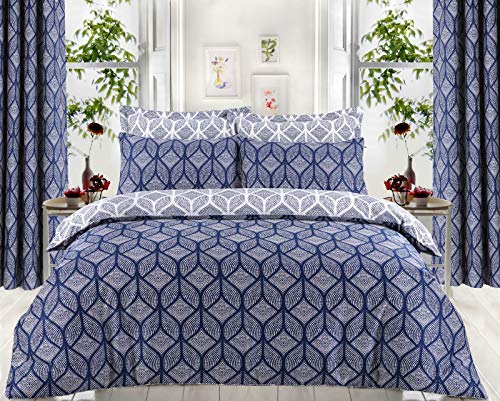 Divine Textiles Hotel Quality 100% Egyptian Cotton Reversible Duvet Cover Set (Matra Blue, King)