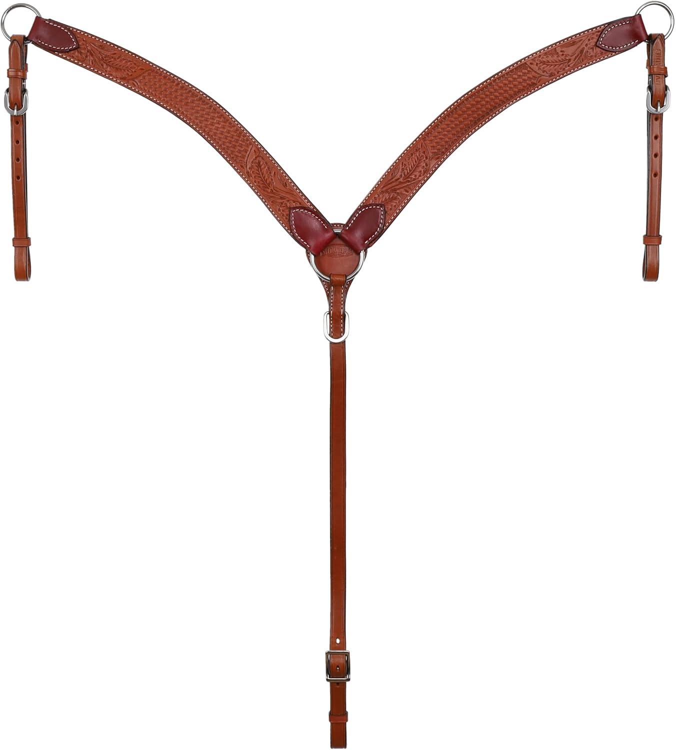 Showman Argentina Cow Leather Floral & Basket Tooled Breast Collar