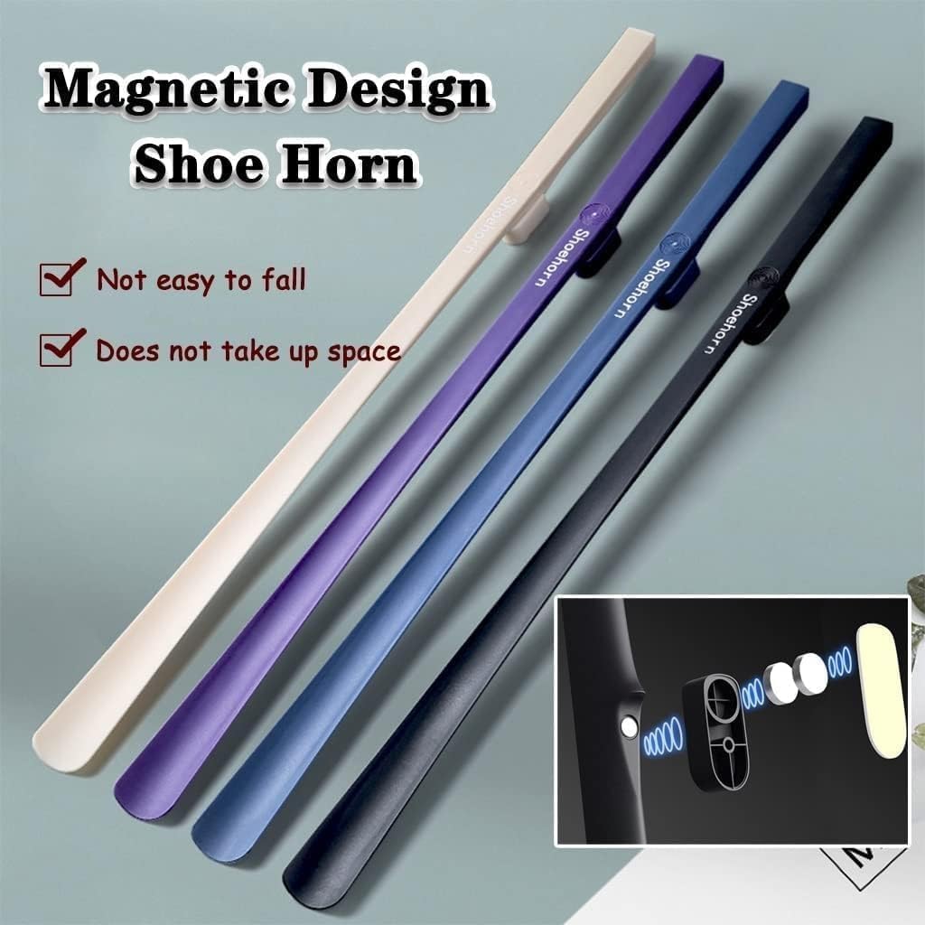 Shoe Horn, Durable Shoe Horn 24 Inch Long Handle Elderly Special Shoe Spoon, Convenient Magnetic Design Shoe Helper