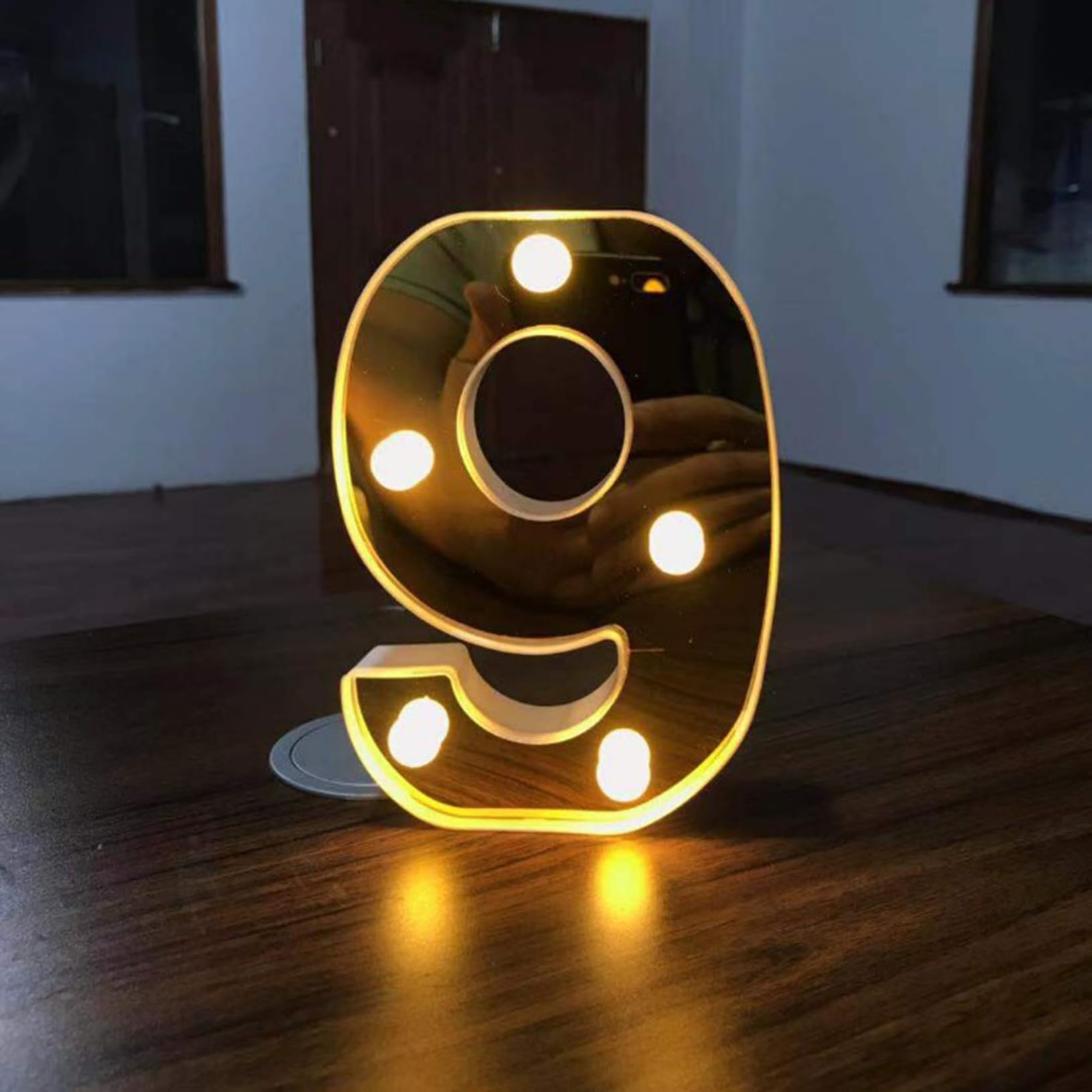 LED Number 9 Lights 16cm Marquee Decoration Light Up 0-9 Numbers Night Light Letters Lights Sign for Party Wedding Anniversary Decor Battery Operated — image 1