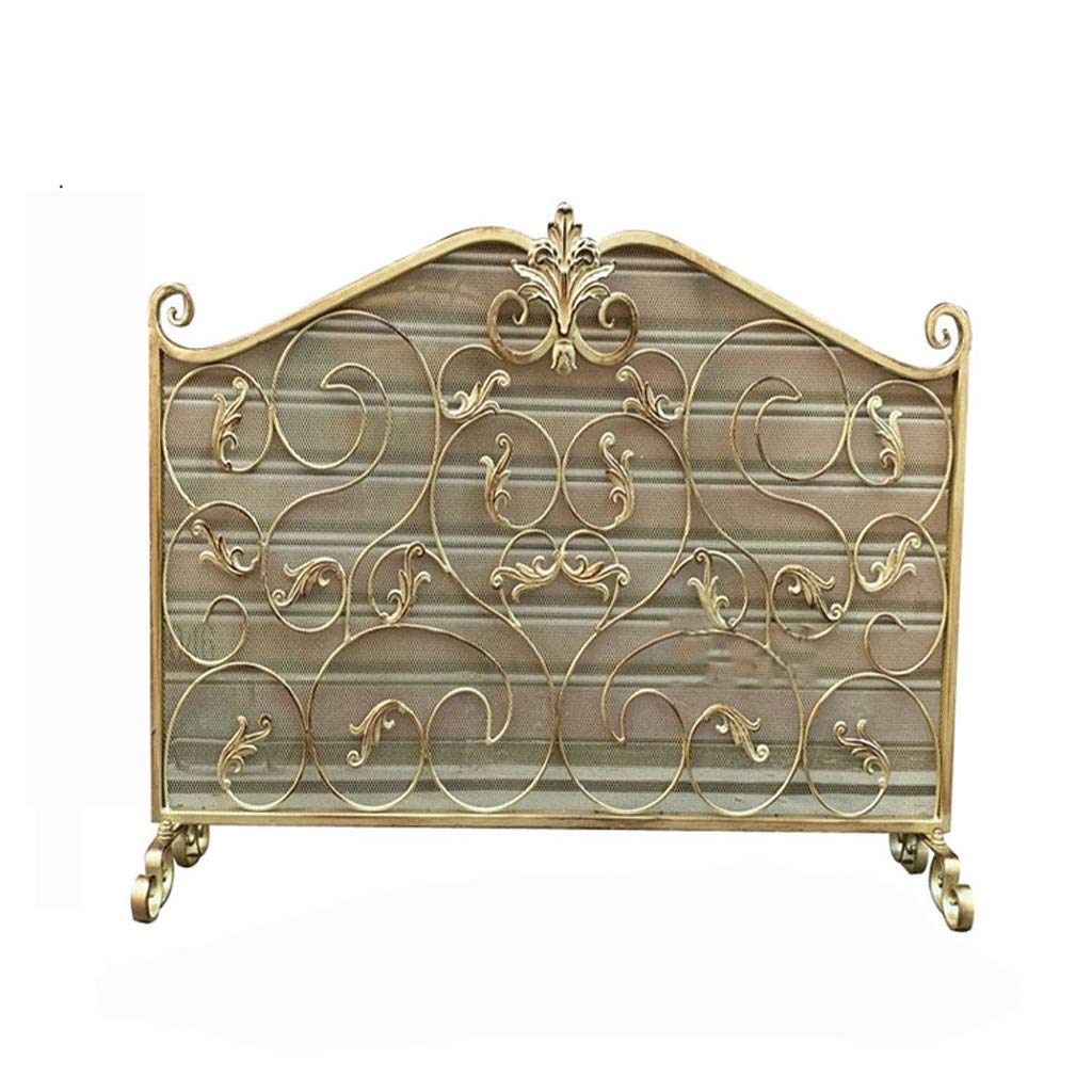 zlw-shop Fireplace Screen European Style Wrought Iron Golden Fireplace Partition Screen Fireplace Door with Net Anti-dust Living Room Household Guardrail Fire Screen Fireplace Panels