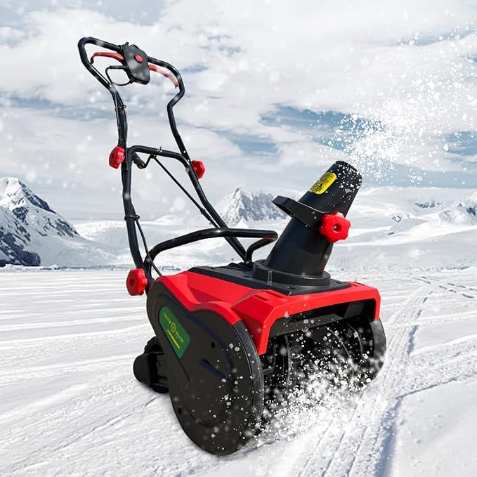 Fraise à neige électrique YUNRUX sans fil - Autonomie : 1 heure - Fraise à neige électrique - Espaces de travail - 32 x 16 cm - Pelle à neige à piles