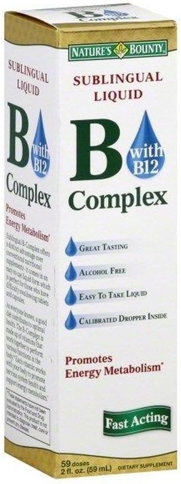 2oz B-Complex + B12 Sublingual Liquid Nature's Bounty Energy Metabolism Dietary