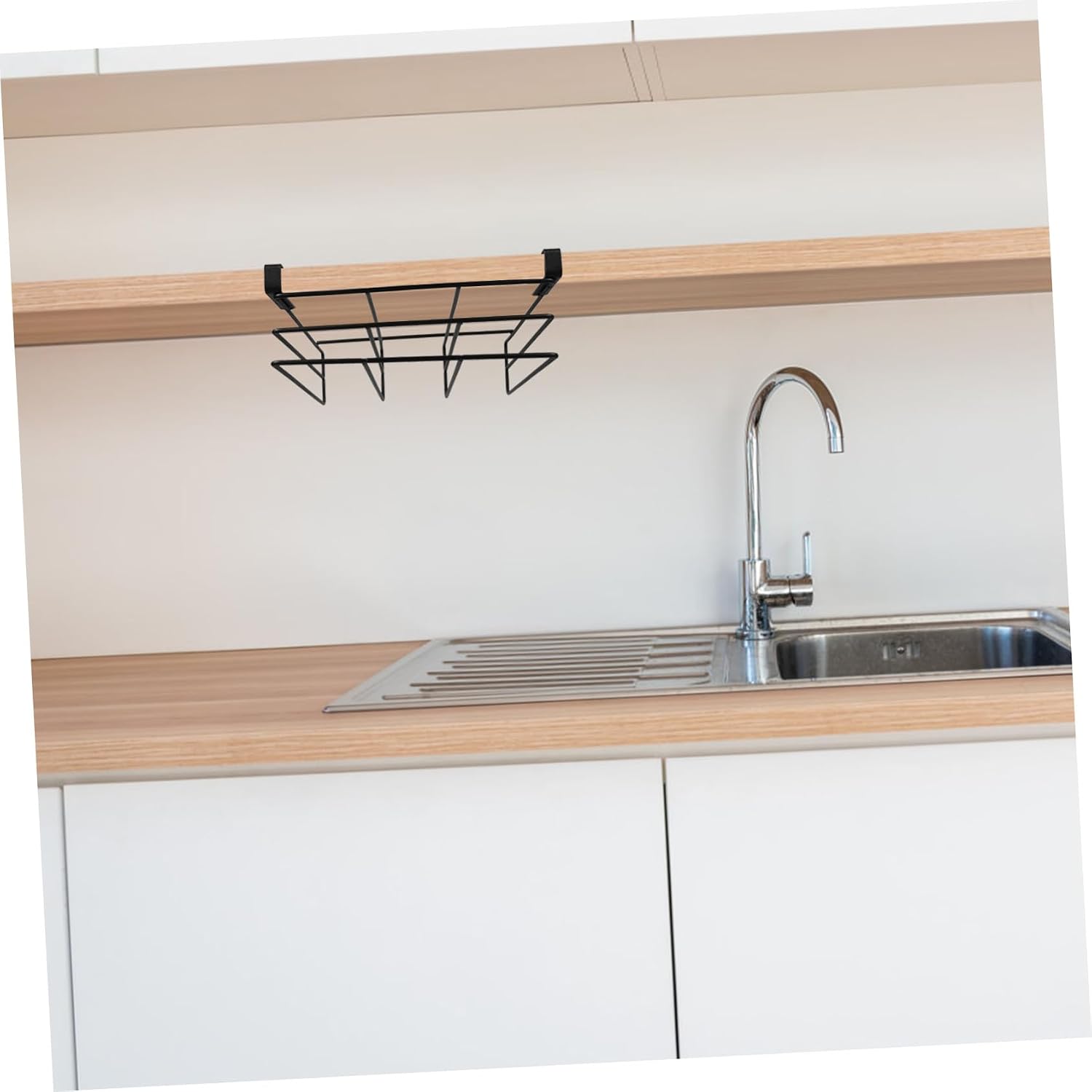 Under Shelf Storage Rack Hanging Organizer for Kitchenware and Cutting Boards Space-saving Cabinet Basket with Hanging Bar for Utensils Suitable for Kitchen and Home Use