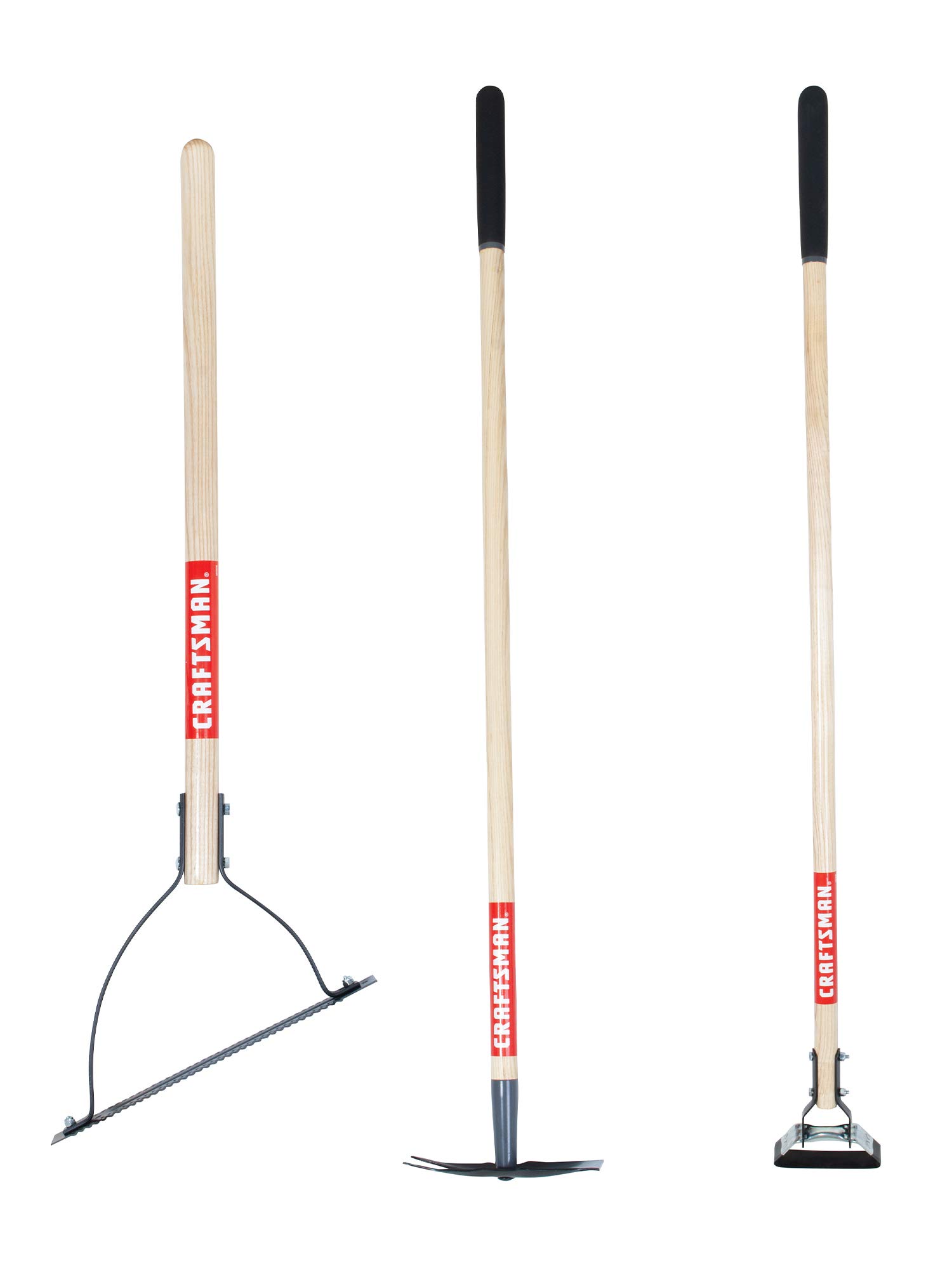 CRAFTSMAN CMXMKIT0040 3-Piece Long Wood Handle Weeding Tool Set with Weeding Hoe, 2-Prong Hoe, and Grass Weed Cutter