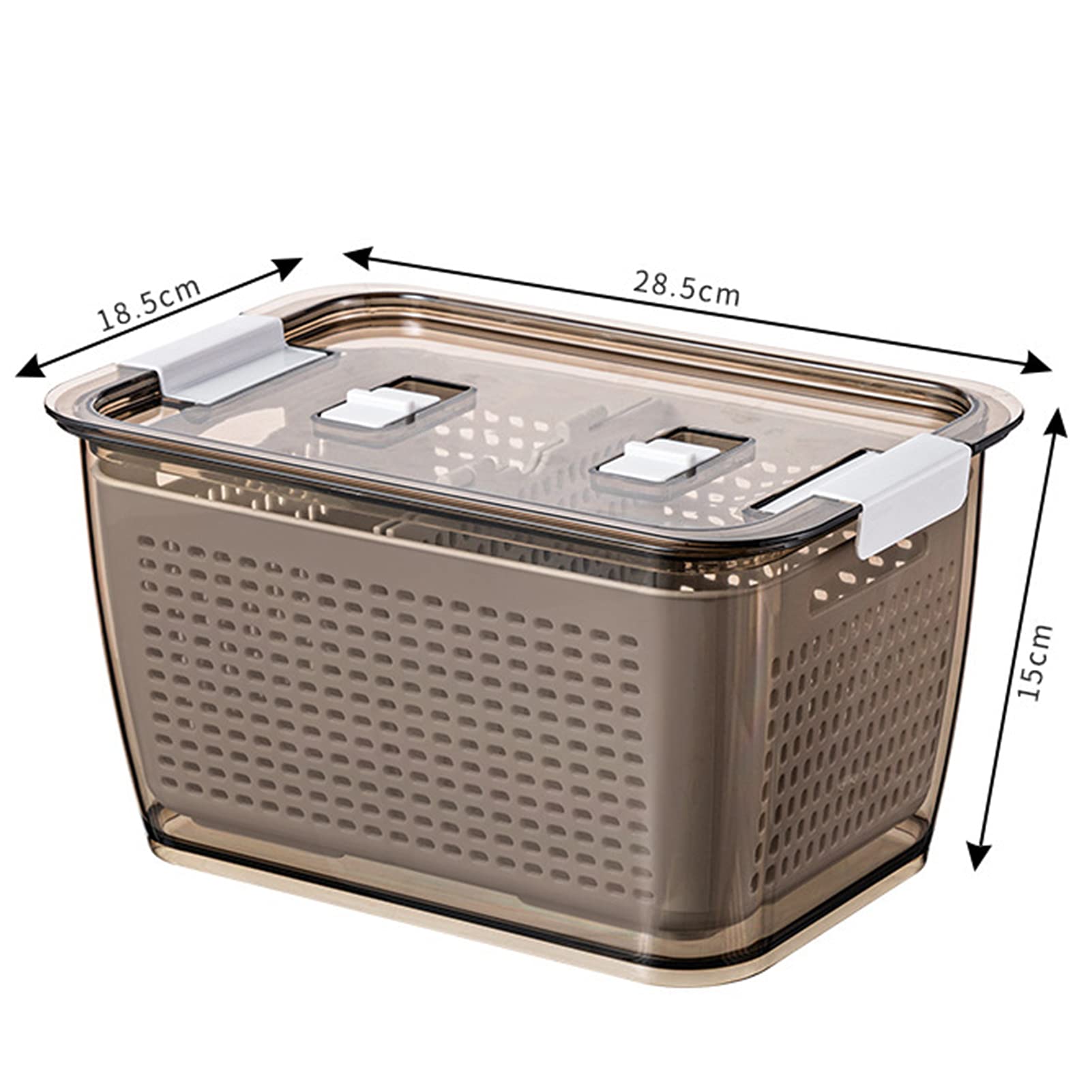 Contenedor de almacenamiento de alimentos de 4,5 L, cuadrado sellado para frutas, verduras y queso, solución de almacenamiento de cocina, hermético, contenedor de alimentos en color gris