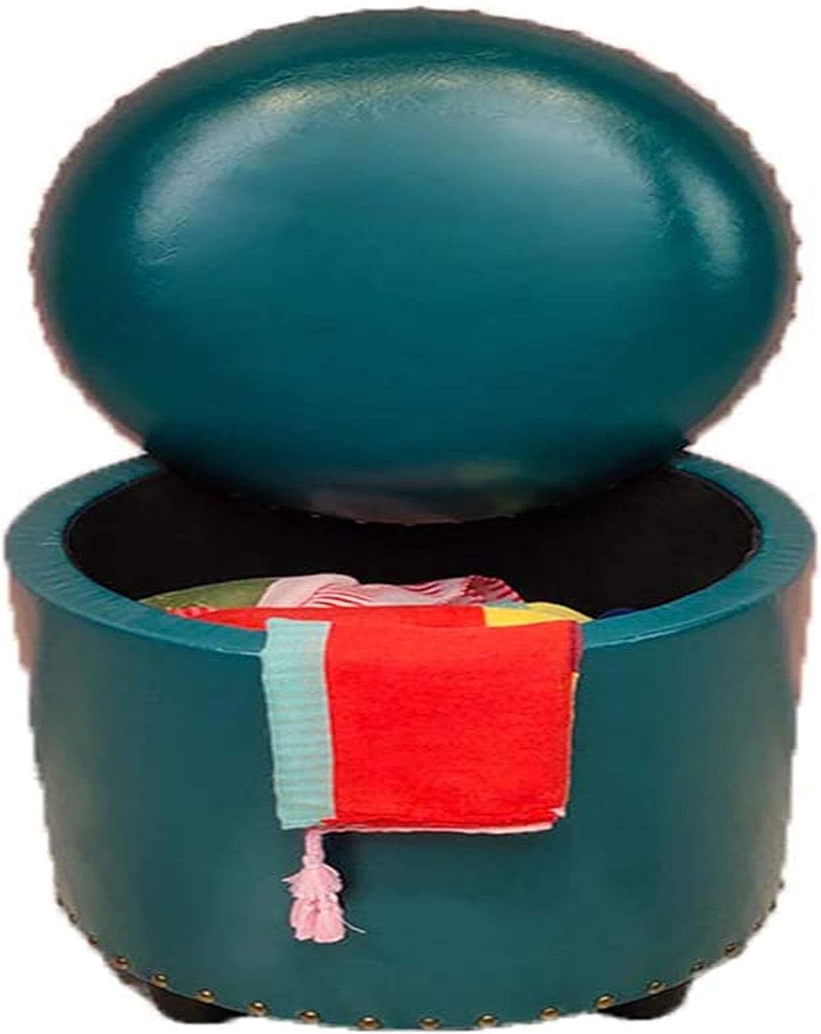Chaise pour salon gain de place : le pouf coffre vert résout le manque de sièges