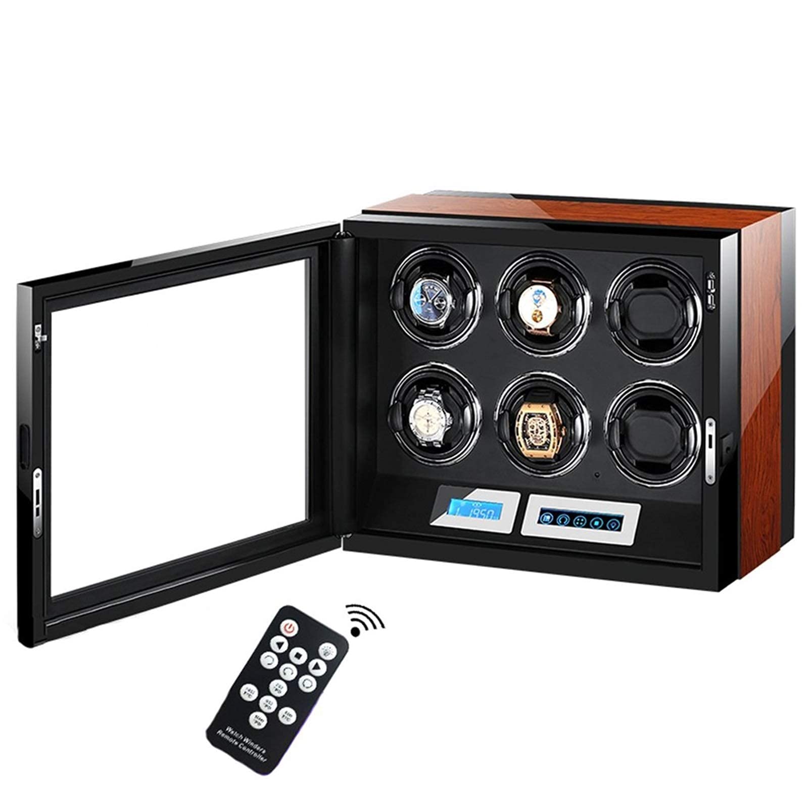 OLSKFUH Automatic Watch Winder Collector - Wooden Watch Winder With Mabuchi Motor And 100% Handmade Smart Touch Lcd Display,