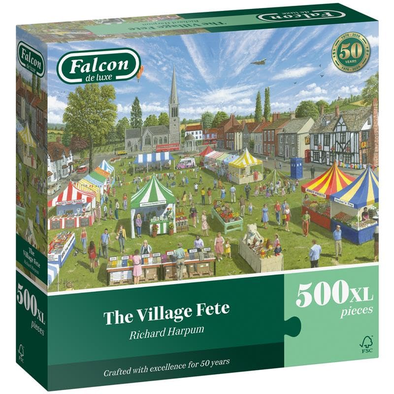 Falcon The Village Fete - 500XL Piece Jigsaw Puzzle for Adults - Beautifully Illustrated 500 Pc Adult Jigsaws - Puzzles for Home Activity, Rainy Days, Birthday Gift - Jumbo