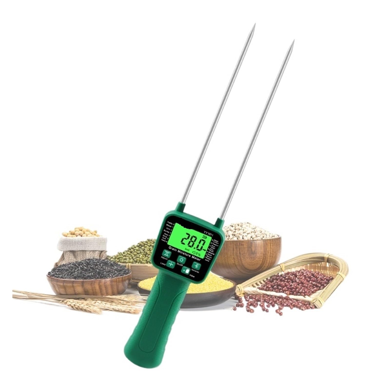 Digitales Getreide-Hygrometer, Getreidefeuchtigkeitsmessgerät, Metallsonde, hochempfindliche Sensoren, LCD-Feuchtigkeitstester for Mais, Reis, Weizen, Bohnen Genau