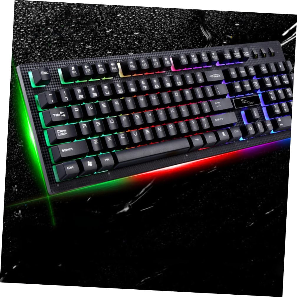 Ensemble Clavier et Souris Gaming USB Filaire, 104 Touches, Touches Lumineuses, Plastique, Jeu Bureau Café