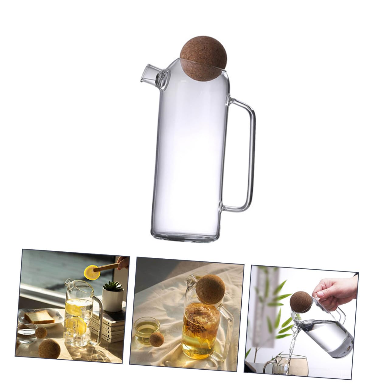 Hitzebeständige Teekanne aus Glas mit Rundem Korken und Ergonomischem Griff 1200ml für Zuhause und Restaurant Klare und Robuste Glas Teebehälter