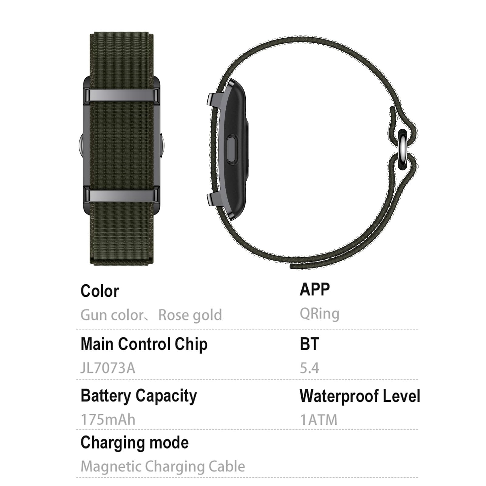findtime Fitness Tracker Armband Aktivitätstracker ohne Display Wearable Pedometro Cardiaco Monitor Frequenza Cardiaca Misurazione della Frequenza Cardiaca Wristband Nylon Smart Band