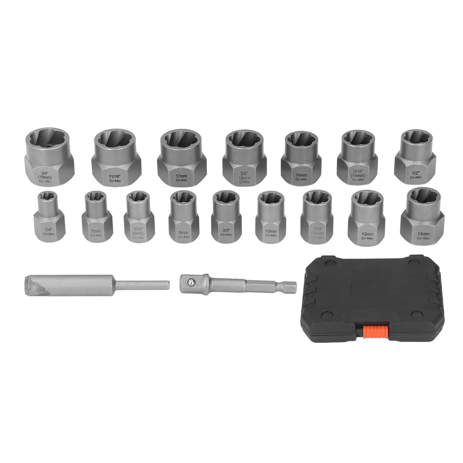 18 Pcs Damaged Screw Extractor Set, Bolt Extractor Set, Gifts for Men, Stripped Bolt Remover Broken Bolt Extractor Kit for Damaged, Frozen, Lug Nuts, Screws